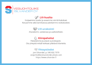 Vesijohtoliike Silvanderin mainos