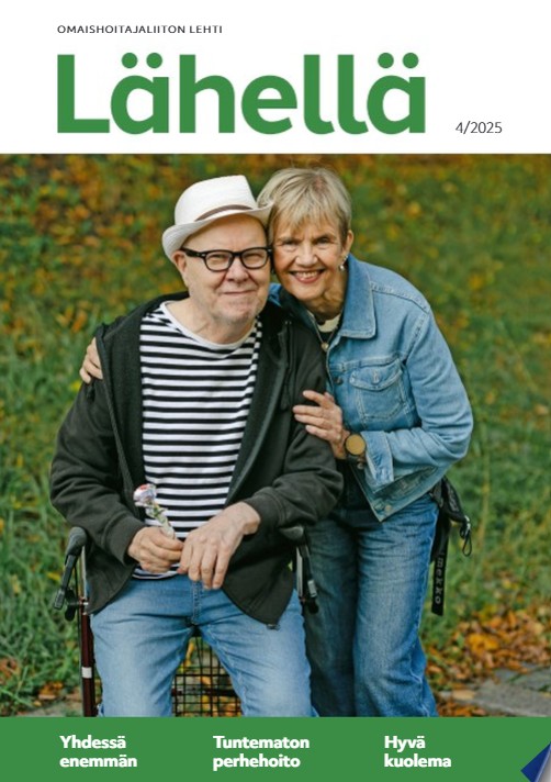 Lähellä-lehden 4/2025 kansikuva, jossa pariskunta poseeraa.